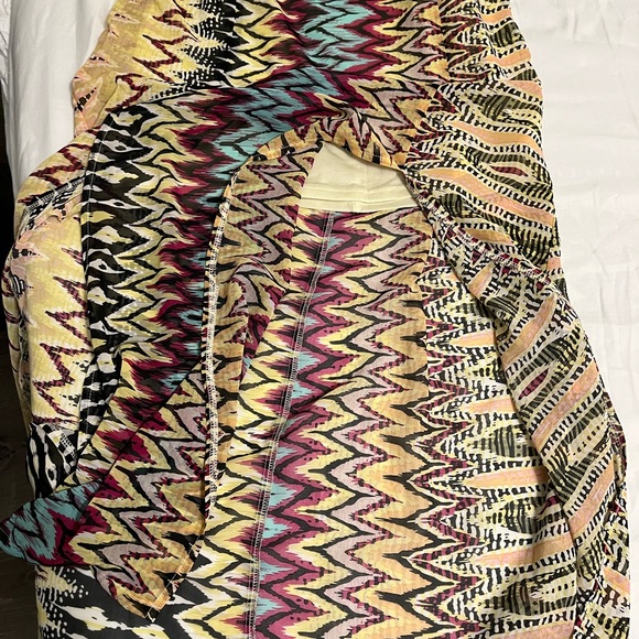 Love Rich Multicolor Zigzag Maxi Skirt with slits and built in mini skirt Size M - Picture 4 of 6